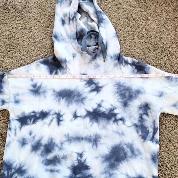 90 DEGREE BY REFLEX Brushed Tie Dye Cropped Hoodie In Inky Chill Tie Dye Size L - Picture 8 of 9
